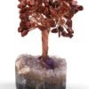 Red Jasper Akik Chips Tree With Amethyst Cluster Base